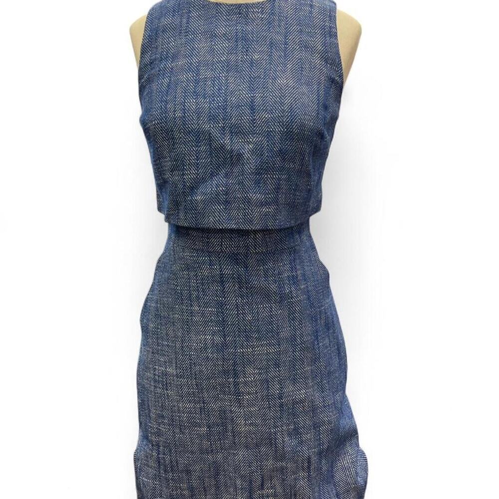 Jcrew blue herringbone dress size